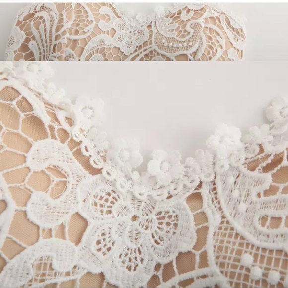 Crochet Lace Bustier Midi Cocktail Party Dress - Picture 4 of 5